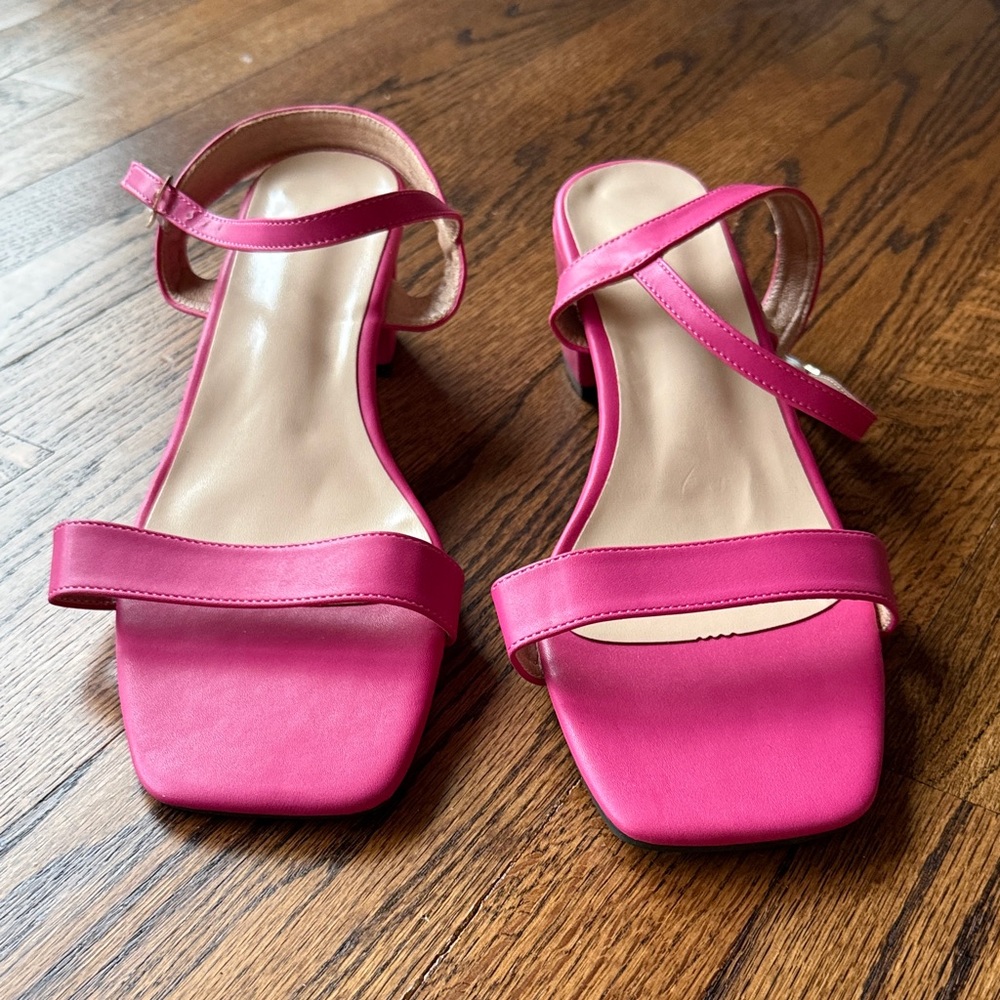 B33 Chic Fuchsia Women's 43 Adjustable Strap Sandals Block Heel - Picture 6 of 6
